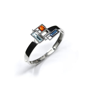 BRACELET FUSION, tourmaline bleue, grenat et aigue-marine sur or blanc 18 carats