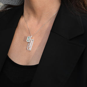EQUATION PENDANT, indigolite tourmaline and aquamarine in 18k white gold