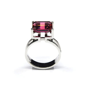 BAGUE ALHAMBRA ROSE, tourmaline sur or blanc 18 carats