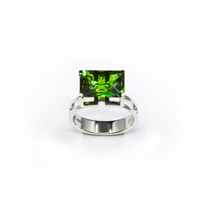 BAGUE ALHAMBRA, tourmaline Paraíba sur or blanc 18 carats