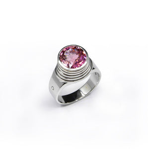 BAGUE CERCLE PINK, tourmaline sur or blanc 18 carats