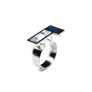 ELEMENT RING, blue tourmaline and aquamarine in 18k white gold