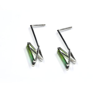 BOUCLES D'OREILLES INVISIBLE, tourmalines sur or blanc 18 carats