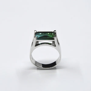 TRANSPARENCE TWIN RING, tourmaline and diamonds in 18 K white gold