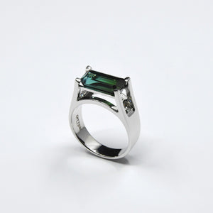 TRANSPARENCE TWIN RING, tourmaline and diamonds in 18 K white gold